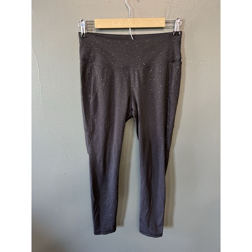 Calia Womens Black Spackled Cropped Pullon Athletic Leggings Size Medium